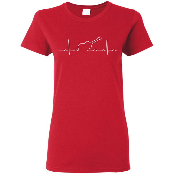 Heartbeat Acoustic Guitar Ladies T-Shirt